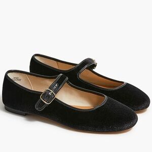 J.Crew Black Velvet Mary Jane flats size 7.5